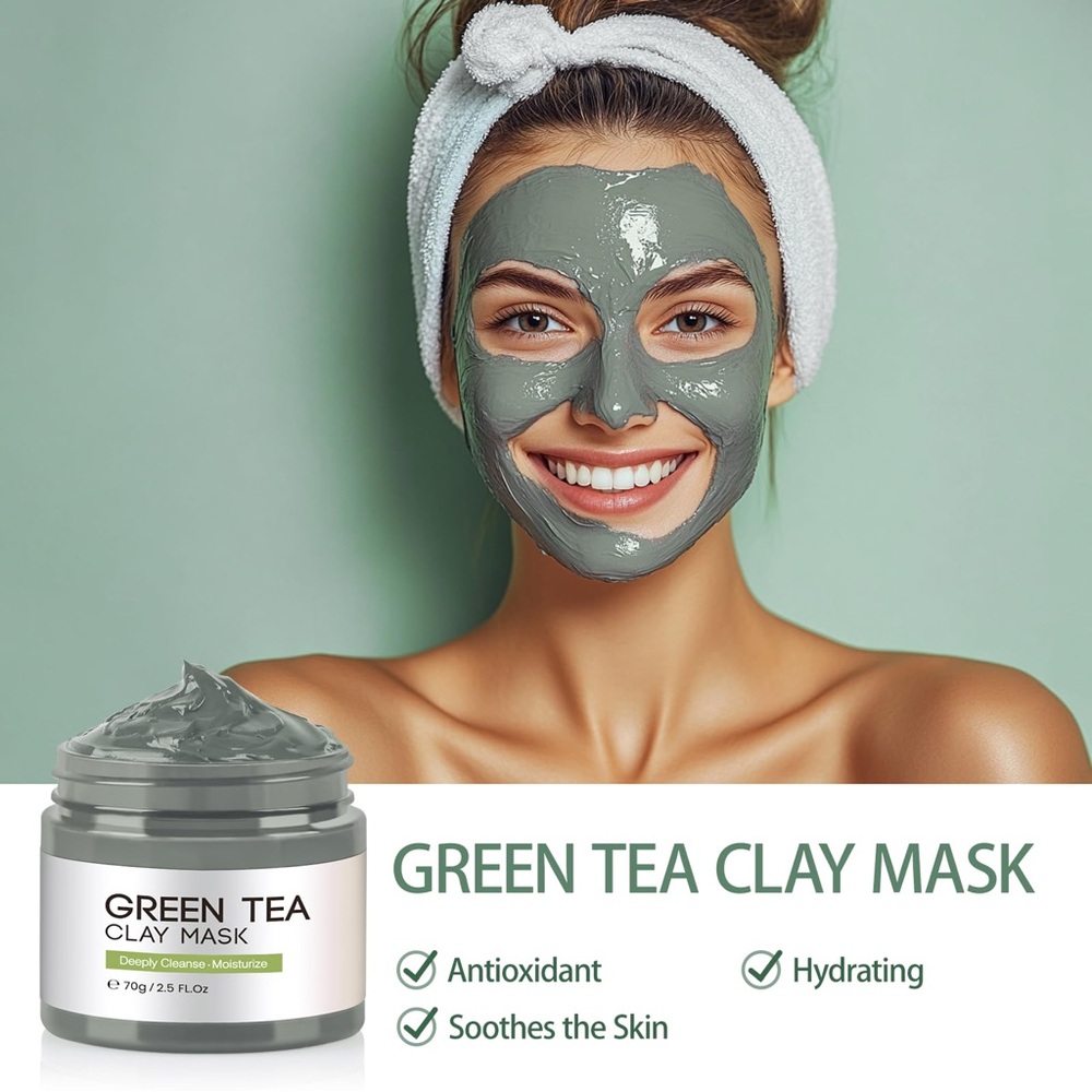 NIB! Turmeric Clay Face Mask, Dead Sea Mud Mask, Green Tea Face Mask - Picture 7 of 11